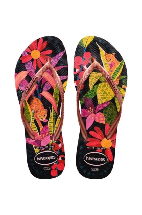 Havaianas slapi SLIM TROPICAL femei, cu toc plat, 4122111.1256