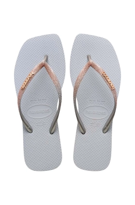 Havaianas slapi SQUARE GLITTER femei, culoarea gri, cu toc plat, 4148102.3498