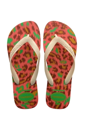 Havaianas slapi Top Animals femei, culoarea verde, cu toc plat, 4132920 2715