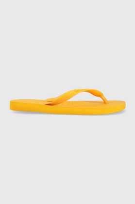 Havaianas slapi TOP femei, culoarea galben, cu toc plat, 4000029.1740