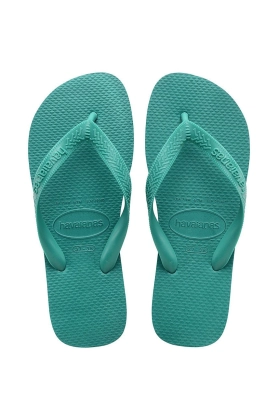 Havaianas slapi Top femei, culoarea verde, cu toc plat