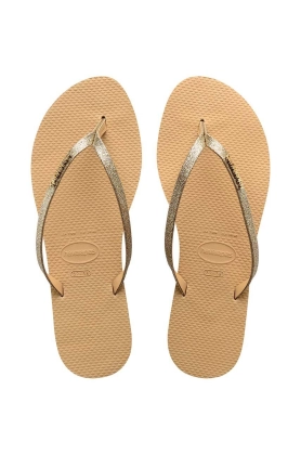 Havaianas slapi YOU GLITTER femei, culoarea auriu, cu toc plat, 4148041.0570