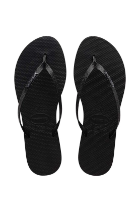 Havaianas slapi YOU GLITTER femei, culoarea negru, cu toc plat, 4148041.0090