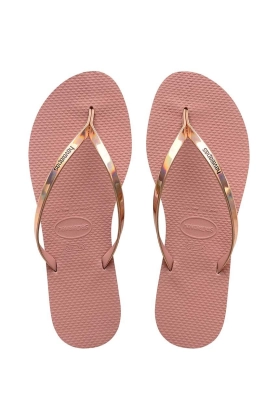 Havaianas slapi YOU METALLIC femei, culoarea roz, cu toc plat, 4135102.3544