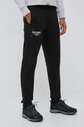 Helly Hansen pantaloni de trening barbati, culoarea negru, cu imprimeu