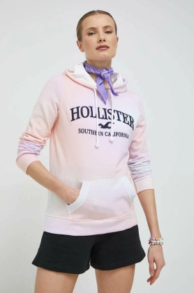 Hollister Co. bluza femei, culoarea roz, cu gluga, modelator