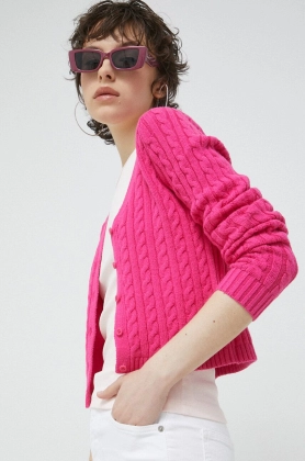 Hollister Co. cardigan femei, culoarea roz, light