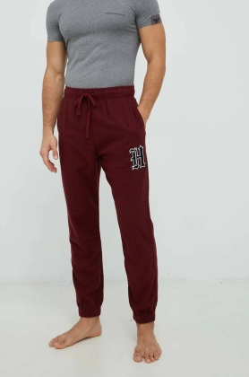 Hollister Co. pantaloni de pijama barbati, culoarea bordo, cu imprimeu
