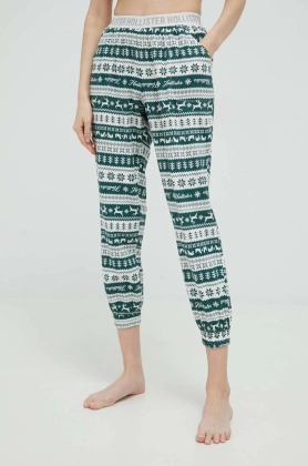 Hollister Co. pantaloni de pijama femei, culoarea verde
