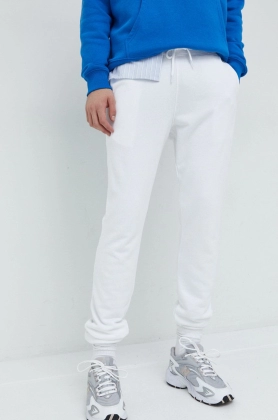 Hollister Co. pantaloni de trening barbati, culoarea alb, neted