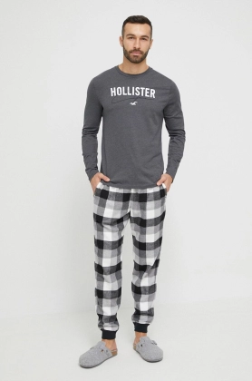 Hollister Co. pijama barbati, culoarea gri, modelator