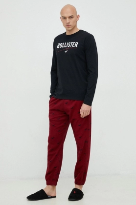 Hollister Co. pijama barbati, culoarea rosu, modelator