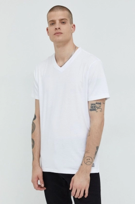 Hollister Co. tricou din bumbac culoarea alb, neted