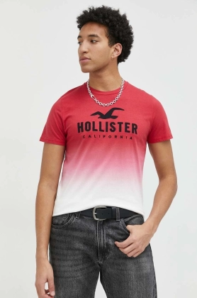 Hollister Co. tricou din bumbac culoarea rosu, modelator