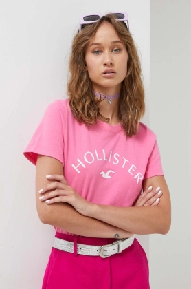 Hollister Co. tricou din bumbac culoarea roz