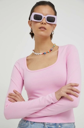 Hollister Co. tricou din bumbac femei, culoarea roz