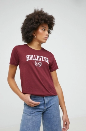 Hollister Co. tricou femei, culoarea bordo