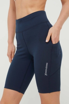 Houdini pantaloni scurti sport Adventure femei, culoarea albastru marin, neted, high waist