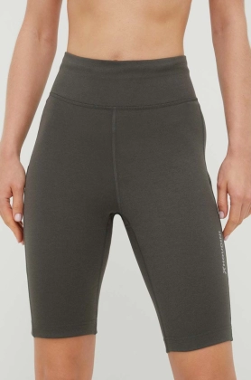 Houdini pantaloni scurti sport Adventure femei, culoarea verde, neted, high waist