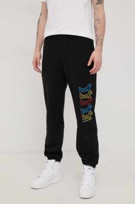 HUF pantaloni de trening barbati, culoarea negru, cu imprimeu