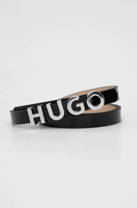 HUGO curea de piele femei, culoarea negru