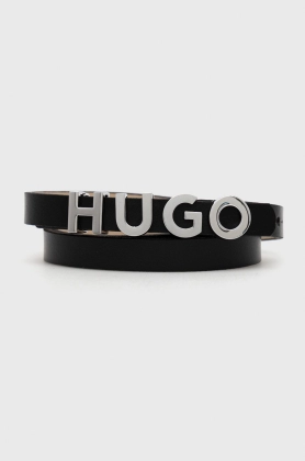 HUGO curea de piele femei, culoarea negru