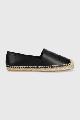 HUGO espadrile de piele Baja Slon culoarea negru