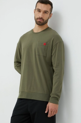 HUGO longsleeve barbati, culoarea verde, neted