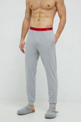 HUGO pantaloni de pijama barbati, culoarea gri, neted