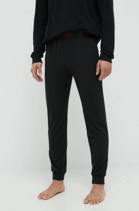 HUGO pantaloni de pijama barbati, culoarea negru, neted