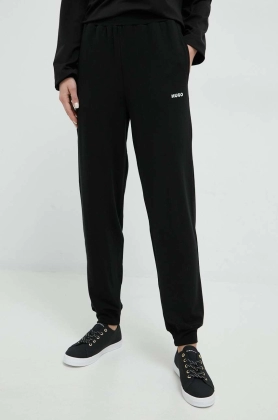 HUGO pantaloni de trening femei, culoarea negru, neted