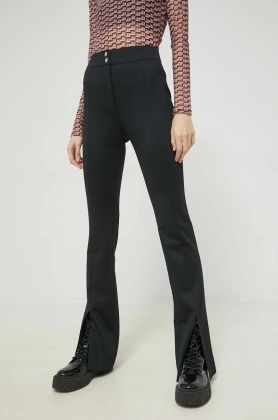 HUGO pantaloni femei, culoarea negru, evazati, high waist