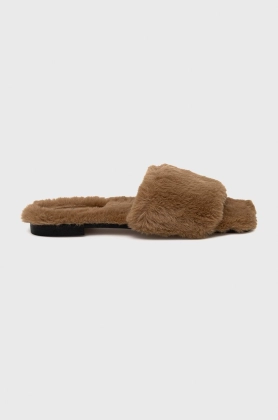 HUGO papuci de casa Lola Slipper-fur culoarea bej