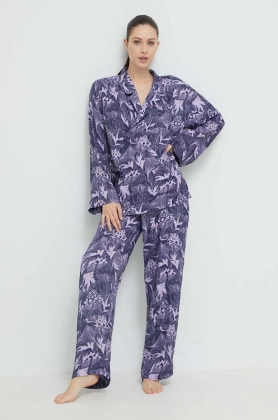 HUGO pijamale cu amestec de matase culoarea violet