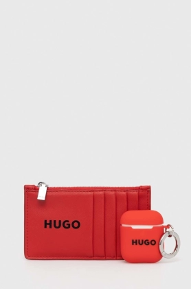 HUGO portofel si husa pentru airpod-uri femei, culoarea rosu