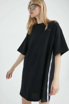 HUGO rochie din bumbac culoarea negru, mini, oversize