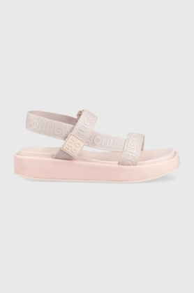HUGO sandale Emma femei, culoarea roz, cu platforma, 50493040