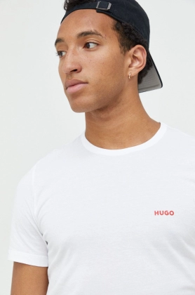 HUGO tricou din bumbac (3-pack) culoarea alb, cu imprimeu