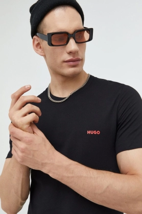 HUGO tricou din bumbac (3-pack) culoarea negru, cu imprimeu