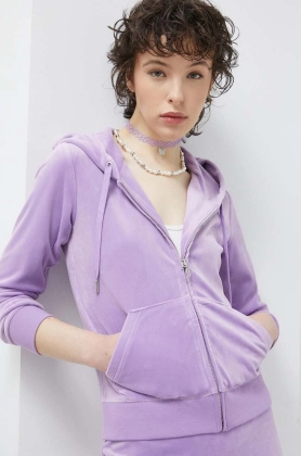 Juicy Couture bluza Robertson femei, culoarea violet, cu gluga, cu imprimeu