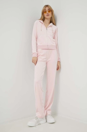Juicy Couture pantaloni de trening Del Ray Diamante femei, culoarea roz, cu imprimeu