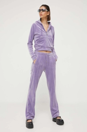 Juicy Couture pantaloni de trening Tina culoarea violet, cu imprimeu