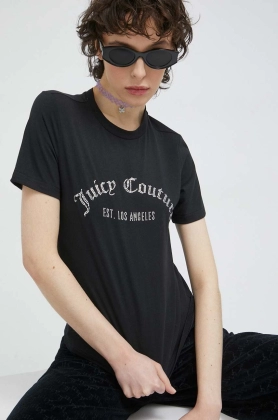 Juicy Couture tricou din bumbac culoarea negru