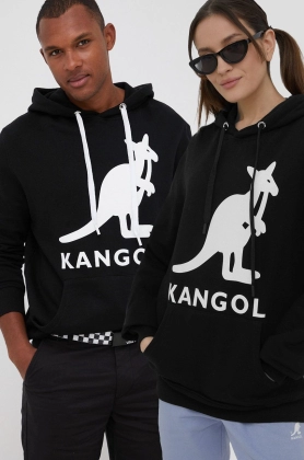 Kangol hanorac de bumbac culoarea negru, cu imprimeu