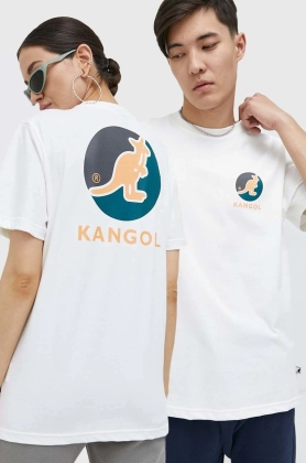 Kangol tricou din bumbac culoarea alb, cu imprimeu