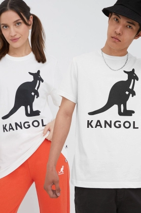 Kangol tricou din bumbac culoarea bej, cu imprimeu