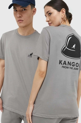 Kangol tricou din bumbac culoarea gri, cu imprimeu