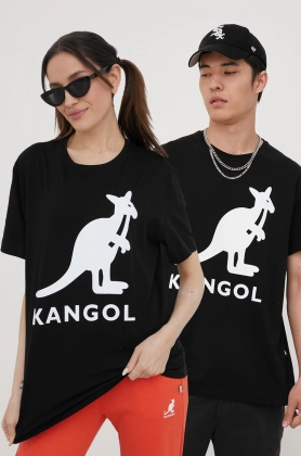 Kangol tricou din bumbac culoarea negru, cu imprimeu