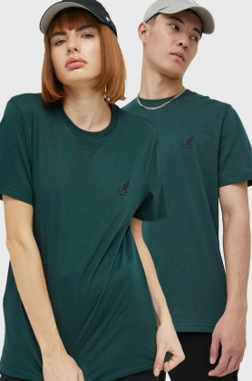 Kangol tricou din bumbac culoarea verde, cu imprimeu