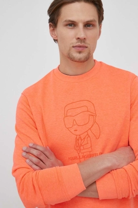 Karl Lagerfeld bluza barbati, culoarea portocaliu, cu imprimeu